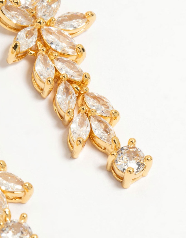 Lovisa - Gold Plated Cubic Zirconia Medium Flower Vine Drop Earrings