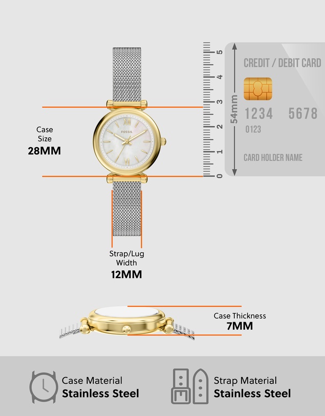 Fossil - Carlie Silver Tone Analogue Watch