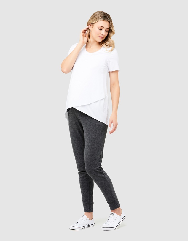 Ripe Maternity - Short Sleeve Raw Edge Nursing Top