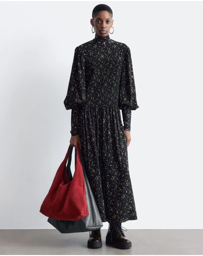& Other Stories - Smocked Balloon-Sleeve Midi Dress