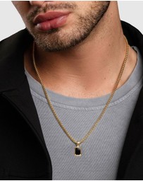 Nialaya Jewellery - Men's Sterling Silver Necklace with Two-in-One Malachite & Black Onyx Pendant