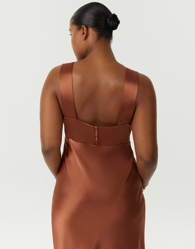 Third Form - Satin Gather Bra Bias Slip Dress