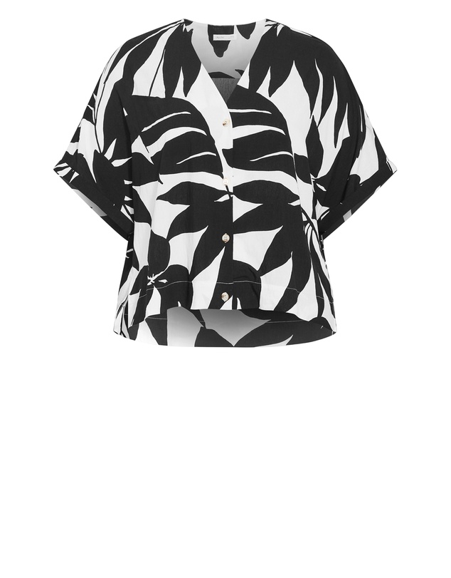 City Chic - Plus size Oasis Print Shirt - black