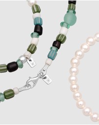 Kuzzoi - ICONIC EXCLUSIVE - Jewelry Set Glass Bead Set with Shell Core Pearls in 925 Sterling Silver