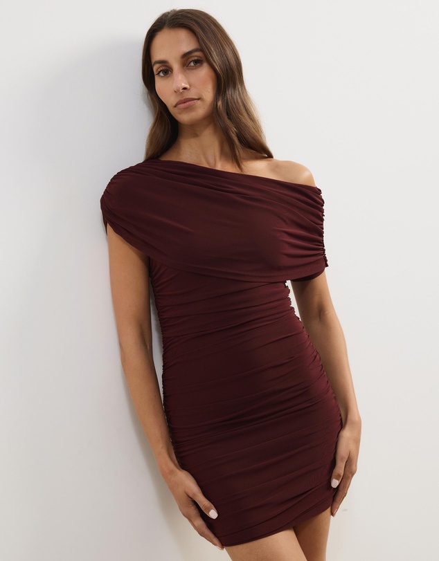 Atmos&Here - Millie Off Shoulder Mesh Mini Dress