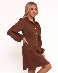 Petal & Pup - Phoenix Long Sleeve Mini Dress - Brown Denim