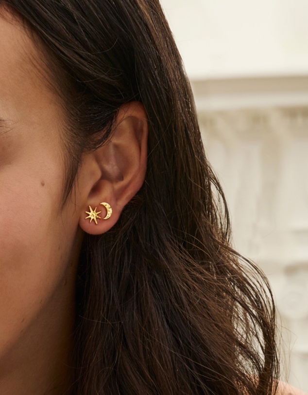 Ottoman Hands - Moon and Star Stud Earrings