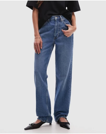TOPSHOP - High Rise Straight Kort Jeans