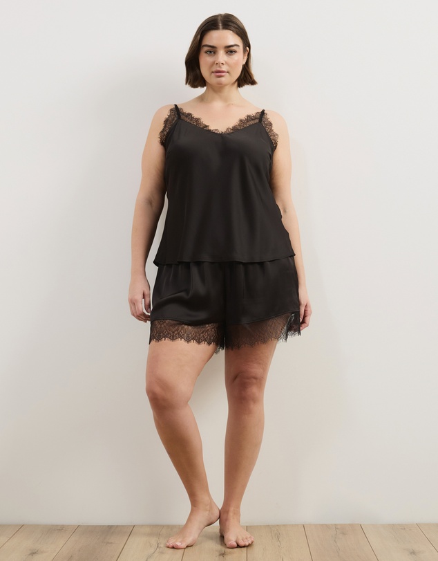 Atmos&Here Curvy - Pearl Cami Short Lace Trim Sleep Set
