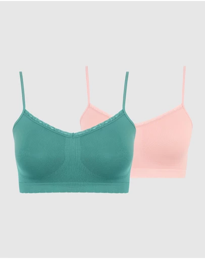 Billet Doux - Zen Attitude Crop Top Style Wirefree Bralette - 2 Pack
