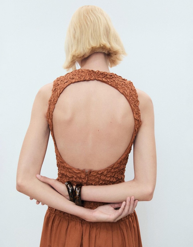 M.N.G - Rusty Open-Back Textured Dress