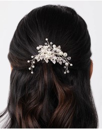 Lovisa - Silver Crystal Pearl Mini Leaf Comb