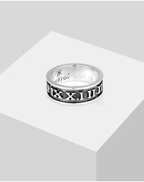 Kuzzoi - ICONIC EXCLUSIVE - Ring Mens Band Roman Numbers Oxidised in 925 Sterling Silver