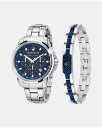 Maserati - Successo 44mm Stainless Steel Chronograph Gift Set with Bracelet