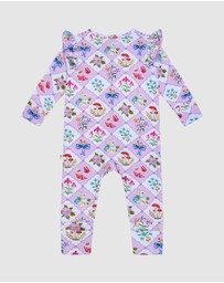 Fleur Harris - 'Woodland Grid' Precious Frill Coverall in Sweet Lilac