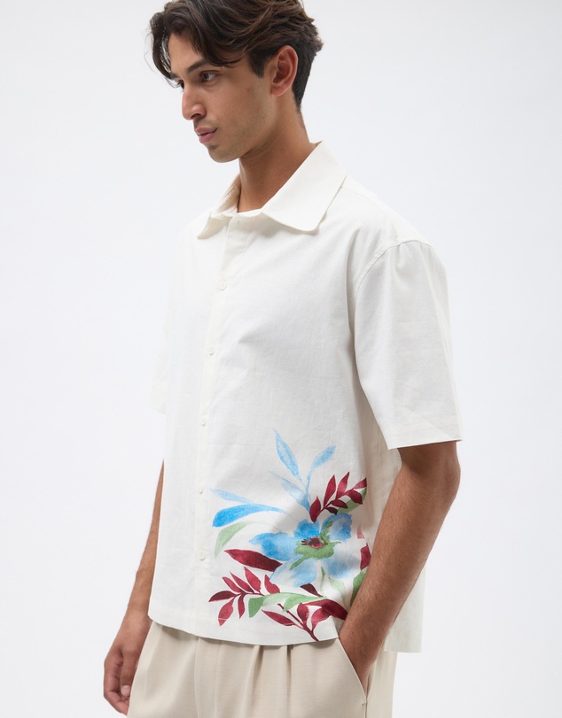 AERE - Printed Linen Blend Shirt
