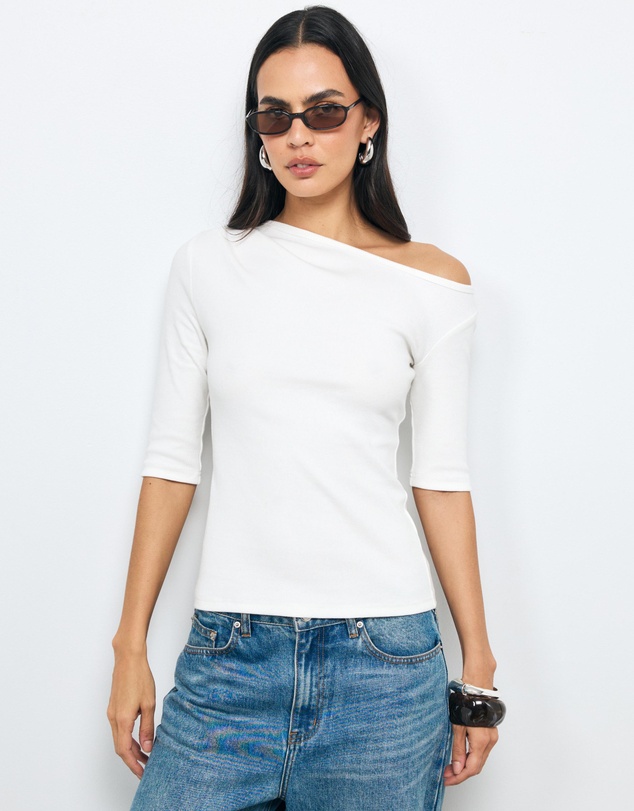AERE - Off Shoulder Ribbed T-Shirt