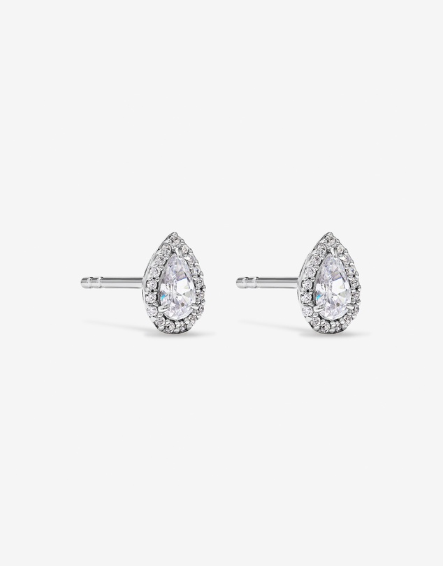 Michael Hill - Pear Cubic Zirconia Halo Stud Earrings in Sterling Silver