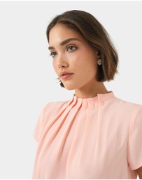 Forcast - Olivia Pleated High Neck Top