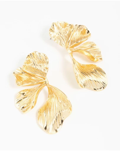 Lovisa - Gold Plated Organic Petal Stud Earrings