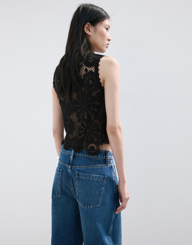 M.N.G - Embroidered Top with Openwork Details
