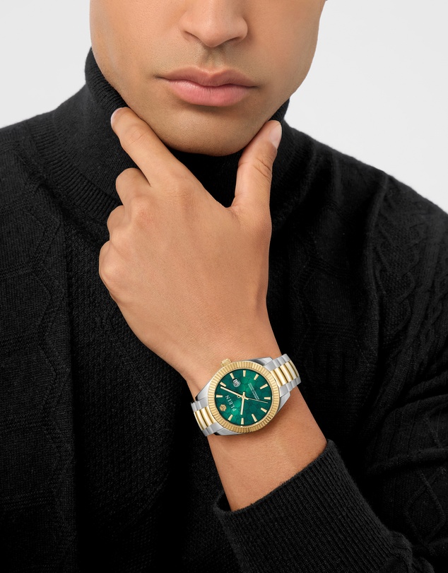 Philipp Plein - Philipp Plein Date Superlative 40mm Green Dial Watch & Gold-Tone Bracelet Gift Set
