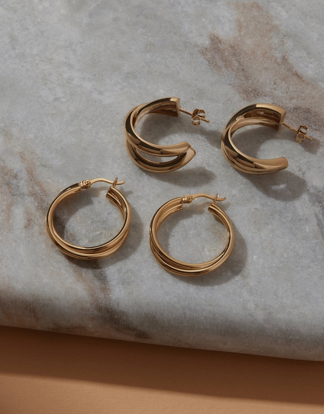 Najo - Duet Yellow Gold Hoop Earrings