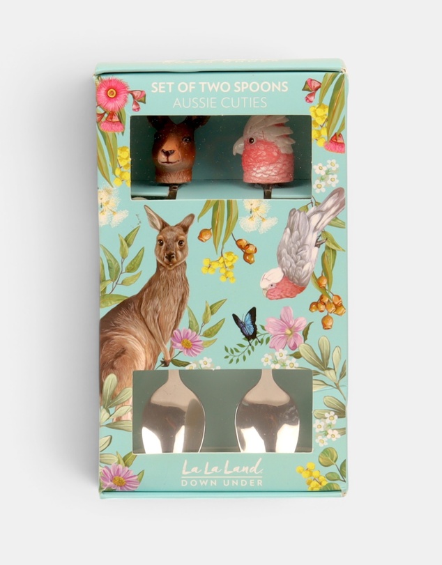 La La Land - Resin Spoons Aussie Cuties Pink Galah & Kangaroo