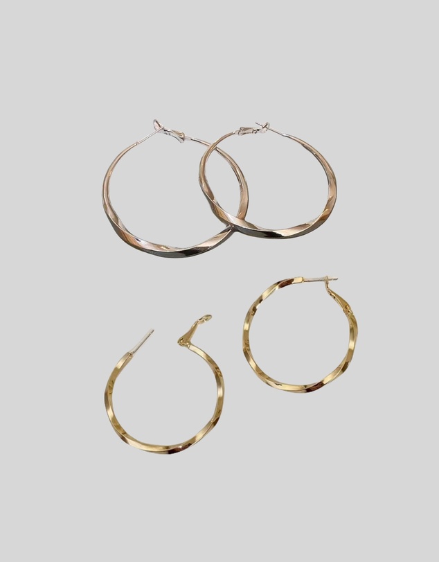 KAJA Clothing - C-Shaped Twisted Earrings for Minimalist Earrings-Circle Earrings Pack of 2