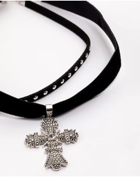 Lovisa - Silver Multi Cross Pearl Choker Pack