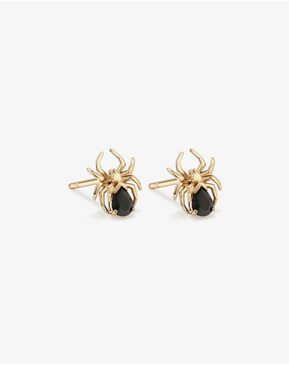 Michael Hill - Spider Stud Earrings with Black Cubic Zirconia in 18kt Yellow Gold Vermeil
