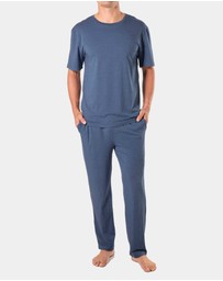 Mitch Dowd - Mens Soft Bamboo Crew Neck Sleep Tee - Blue Marle