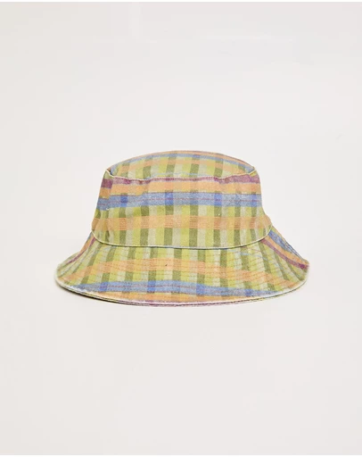 Subtitled - Aloha Moss Gingham Bucket Hat