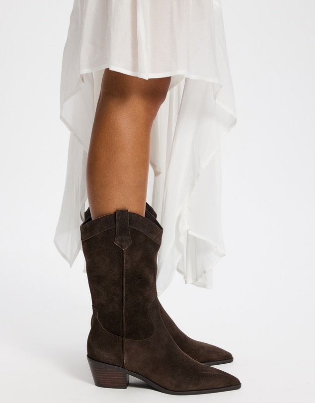 AERE - Rozalia Suede Cowboy Ankle Boots