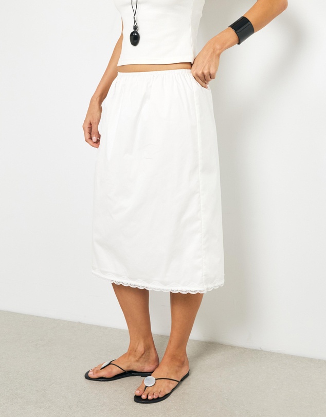 AERE - Mimi Lace Trim Midi Skirt