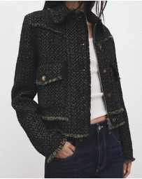 M.N.G - Tweed Jacket With Lapel Collar