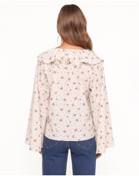 Petal & Pup - Denise Ruffle Neck Blouse - Ivory Floral