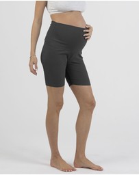 Angel Maternity - Maternity Rib Bamboo Bike Shorts in Black