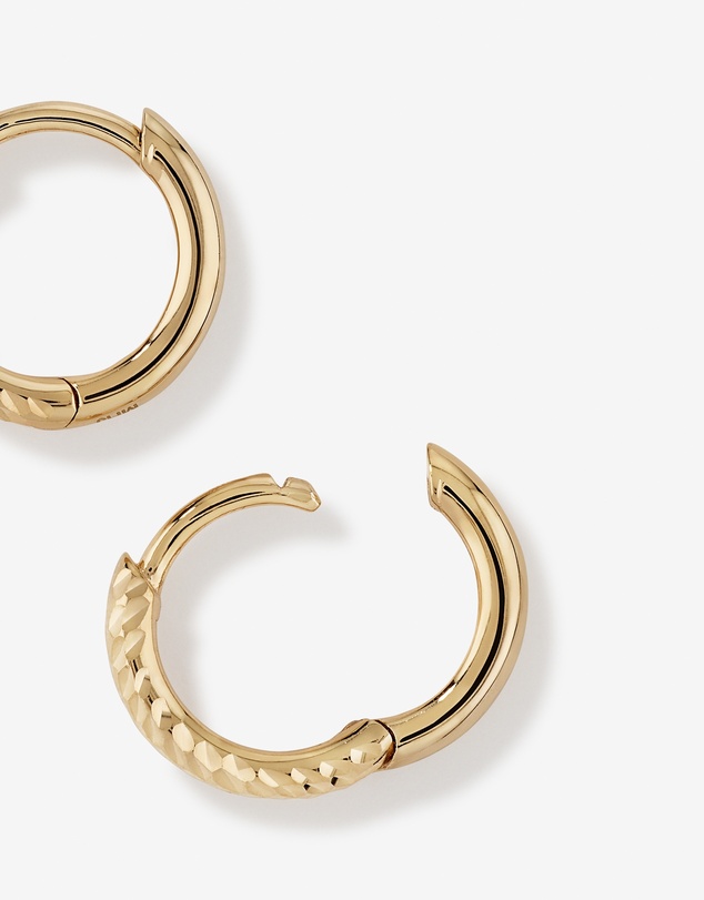 Michael Hill - 9mm Diamond Cut Huggie Hoop Earrings in 10kt Yellow Gold