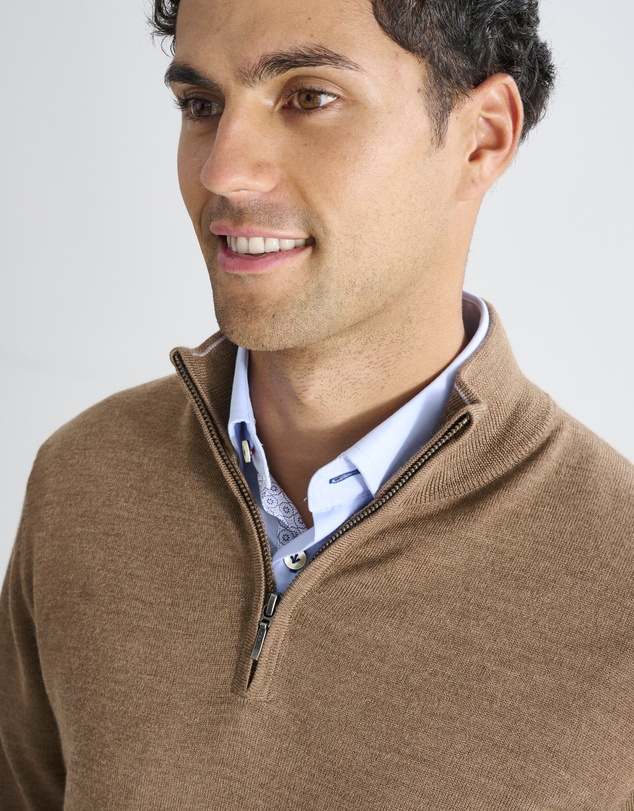 3 Wise Men - 3 Wise Men Harvey Zip Neck Merino Knit - Ale