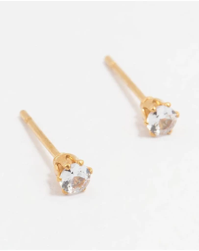 Lovisa - Waterproof Gold Plated Stainless Steel Cubic Zirconia Stud Earrings 3 MM