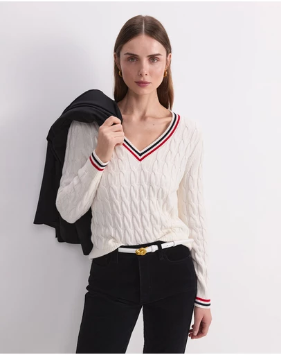 Sportscraft - Merino Cable V Neck Sweater