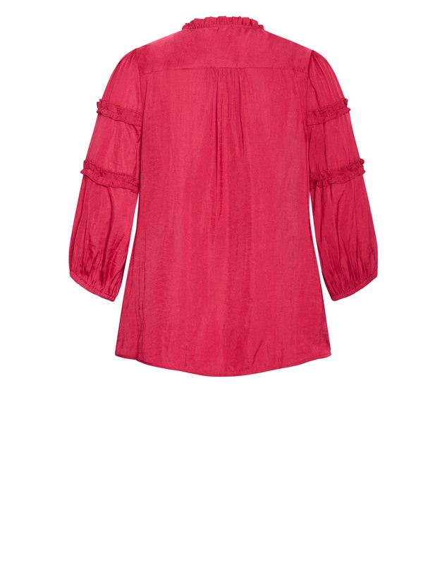 City Chic - Plus size Drama Queen Elbow Sleeve Shirt - raspberry
