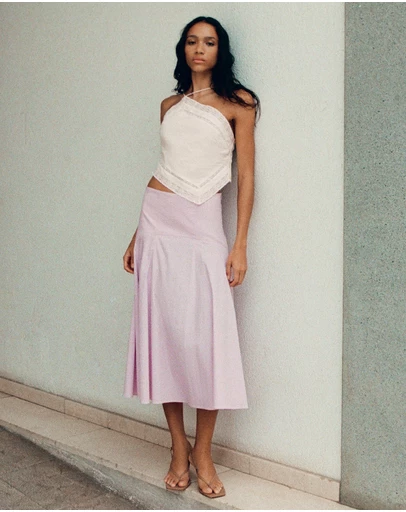 M.N.G - Linen Top with Lace Details