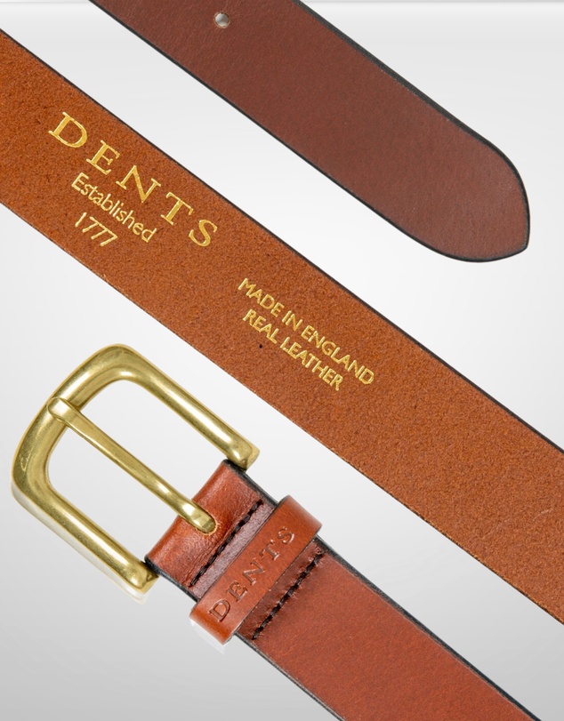 DENTS - Heritage Lined Full-Grain Leather Belt with Brass Buckle