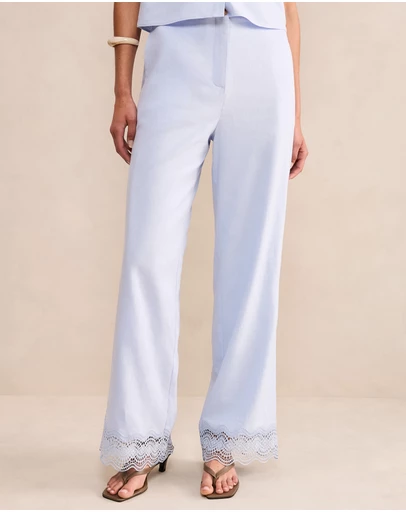 Forever New - Freya Lace Trim Linen Pants