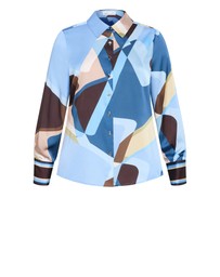 City Chic - Plus size Amaya Abstract Print Shirt - blue