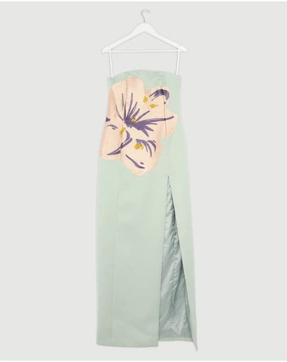 Revibe - Repaired LEO LIN Clemence Embroidered Split Maxi Dress - AU 12
