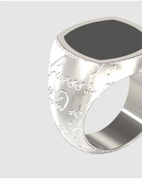 GUESS - Silver-Tone Black Onyx Signet Ring