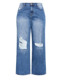City Chic - Plus size Harley Fit Harriet Wide Leg Short Jean - light wash